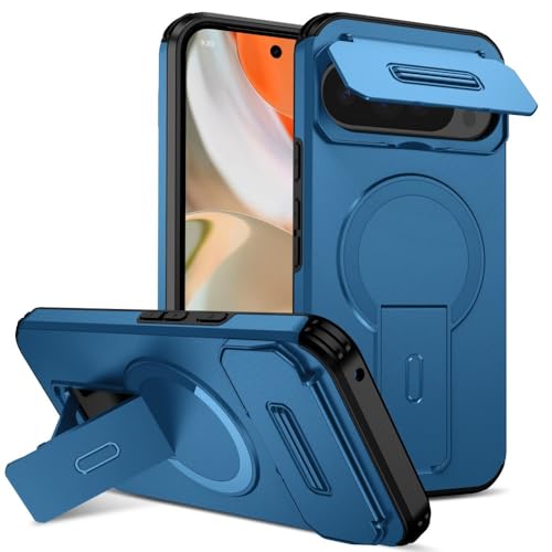 Coque Pixel 9 Pro 5G silicone bleu antichoc dotée d'une fenêtre coulissante pour objectif
