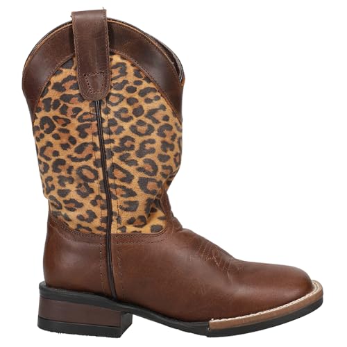 Roper Girls Monterey Leopard (Toddler/Little Kid) Western Boot, Brown, 9