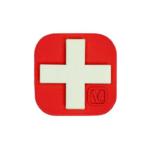 VANQUEST 1-Inch Medical Cross 'Super-Lumen' Glow-in-The-Dark Patch (Red)
