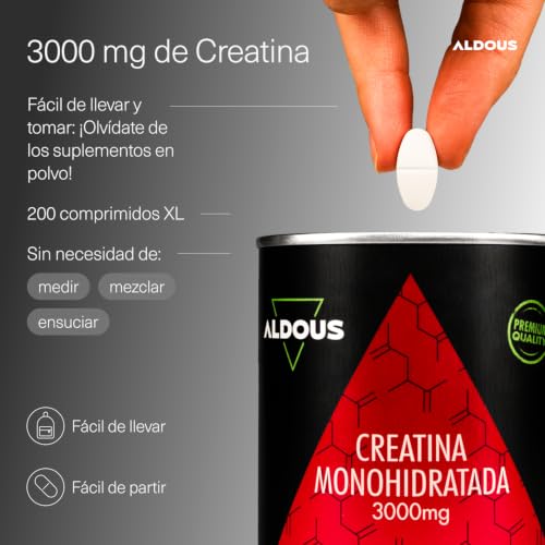 Miniatura 2 de Creatina Monohidratada 3000mg - 200 Comprimidos Fáciles De Partir - Recuperador Muscular, Energía, Entrenamiento - Creatina Monohidrato - Suplemento Deportivo Potenciador - Creatina Pastillas - Aldous