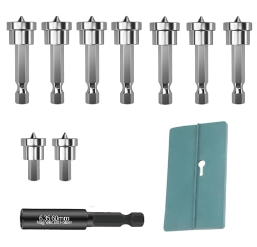 IUSOT 10pcs Drywall Screw Depth Setter PH2, 1/4 Hex Shank Magnetic Positioning Screwdriver Bits, Drywall Screw Driver Bit Set with 60mm Extension Socket Drill Bit Holder for Plasterboard