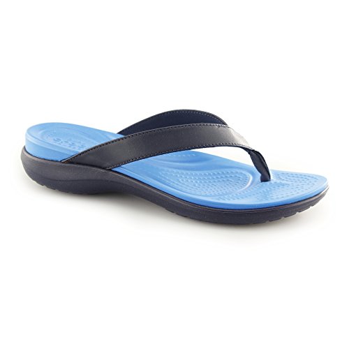 Crocs Women's Capri V Flip Flop, Casual and Simple Sandals for Women, Navy/Ocean, 8 M US
