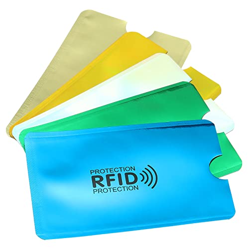 RFID Blocking Colorful Credit Card Sleeves,30 Pack Contactless Protector Holder for NFC Purse, 5 Colors