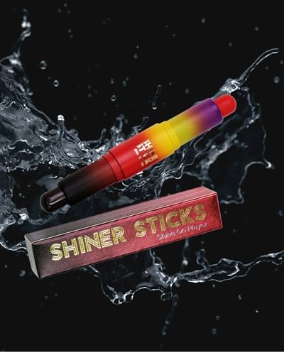 Image of SHINER STICKS Dual-colored Applicator Athletic Sunscreen Sticks, 14 Colors, SPF30 UVA & UVB Protection, Water-Resistant, Moisturizer, Glare Reduction, Easy application & removal (Red & Black)