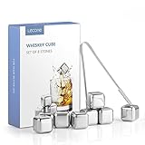 Lecone Whiskey Ice Cubes Reusable Ice Cubes for Drinks, 8PCS Whiskey Stones Set Stainless Steel Ice