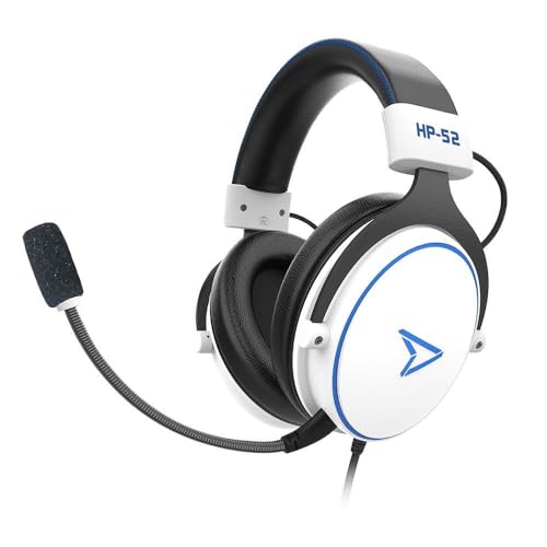 Steelplay HP-52, Cuffie da gioco cablate con microfono omnidirezionale, flessibile e rimovibile, audio surround 5.1, compatibile con PS5, PS4, Switch, PC, Mac, Xbox, Smartphone, bianco