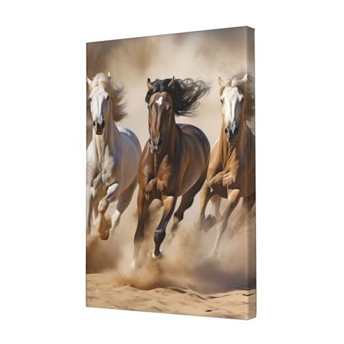 Trois chevaux qui courent tableau décoration murale salon toile HD 30x45 cm