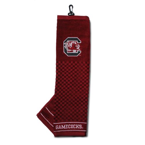 Image of Team Golf NCAA South Carolina Gamecocks Embroidered Golf Towel Embroidered Golf Towel, Checkered Scrubber Design, Embroidered Logo