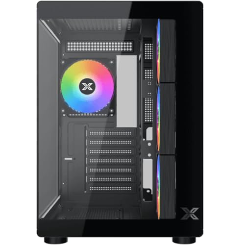 XIGMATEK Aqua Compact Air Gaming PC Case, Support ATX, Micro ATX, Mini ITX Motherboard, Pre-installed 4 ARGB Fans (Black)
