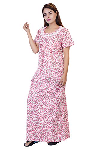 Image of Women's Cotton Block Print Knee Length Nighty