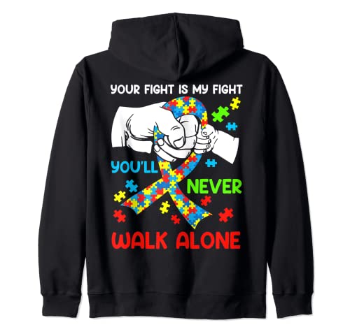 Autism Awareness You Will Never Walk-Alone Support Autism Zip Hoodie