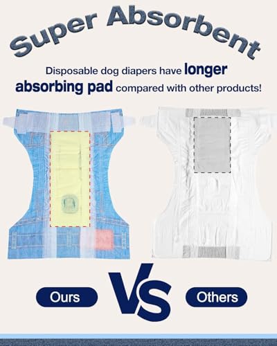 Image of Pet Soft Dog Diapers Female, Disposable Dog Diapers, Cat Diaper for Female Cats, Puppy Diaper,XS 20 Counts