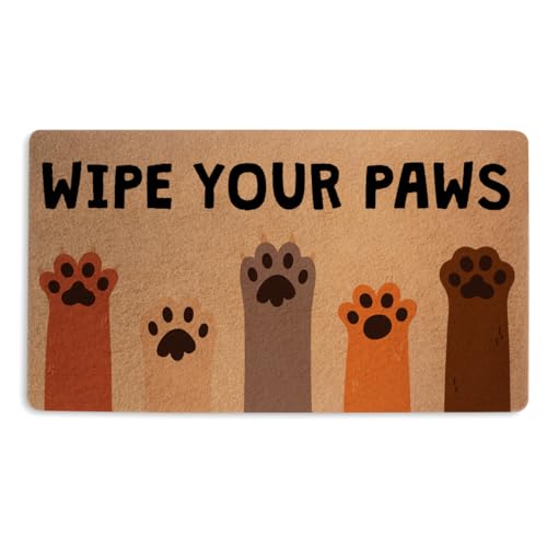 Cute Paws Door Mat 18x30 Inch, Colorful Paw Printed...