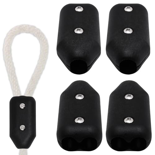 ZHMEINA 4PCS Rope Clamp, 1/2 Inch Reusable Rope Clamps, Plastic Ropes Connector Clamp for 9-10mm Nylon or Braided Ropes, Dog Leash (Black)