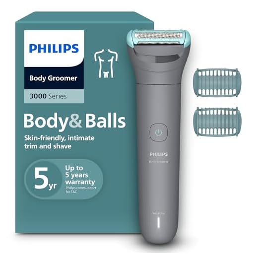 Philips Afeitadora Corporal series 3000 - Depiladora Masculina con sistema de protección, Recorta y depila zonas íntimas, Afeitado suave y apurado, 100% impermeable, 80 min. de autonomía, BG3480/15.