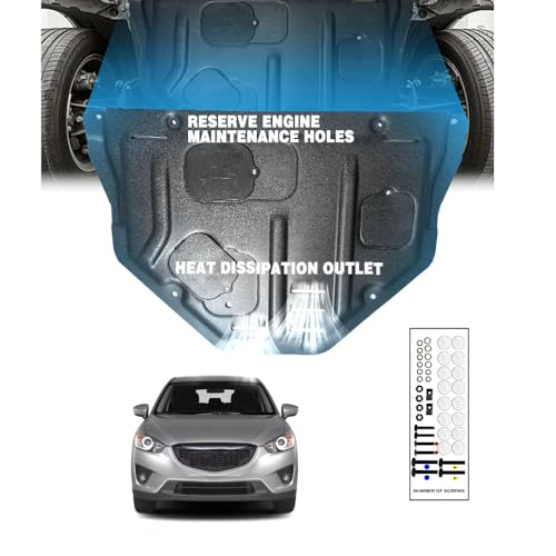 Image of Front Engine Splash Shield Fit for Mazda CX-5 2013-2021 Engine Case Guards Suitable for Mazda CX5 Under Engine Cover Mud Flaps Directly Replace Original One Black