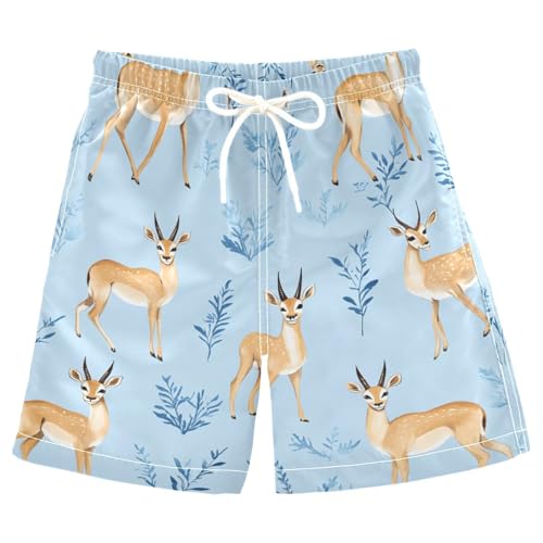 Jucciaco Boys Beach Board Shorts Deer Cartoon Moose Swim Trunk Teen Swimwear Multicolor
