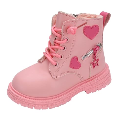 IWIHMIV Kids Riding Boots Toddler Ankle Boots Leather Boots Girls Outdoor Casual Shoes Leather Lace-Up Zipper Boots Riding Boots
