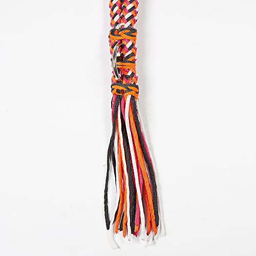 Pfiff 102932 Halsring für Pferde, Rund geflochten, Einstellbar, Länge 170cm Orange-Weiß