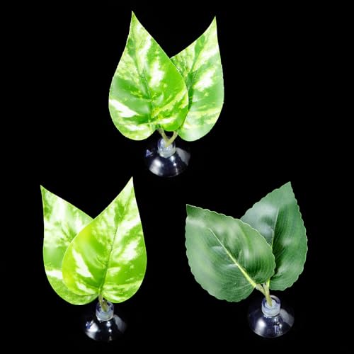 3パック人工水草の装飾品魚タンク魚と爬虫類のための自然装飾生息地の爬虫類テラリウム装飾