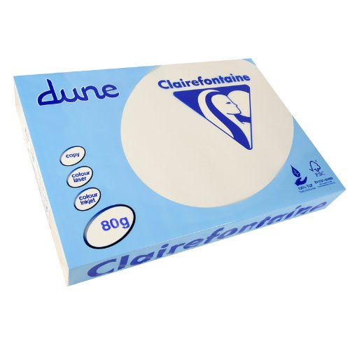 CLAIREFONTAINE Lot de 5 Ramettes 500 Feuilles Dune 80g A3 420x297 mm Certifié FSC/TCF Blanc