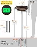 IBorn Stand d'engraissement d'oiseaux debout, d'aliments pour oiseaux en métal avec 5-Pronged Base, 36 Hauteur de pouce Support d'alimentation lourd, 12 Inch Détachement d'oiseaux avec le pôle pour jardin extérieur pelouse, Bronze