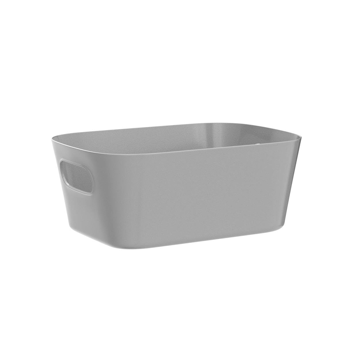 4 Contenitori Portaoggetti In Plastica 25x17x10 Cm – Grigio Chiaro, Multiuso Per Cucina, Bagno, Armadio, Con Maniglie