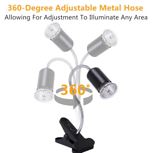 Yiukou Schildkröte Wärmelampe,mit 50W*2 UVA UVB Basking Spot Glühbirne, Wärmespotlampe für Aquarium Reptil,360°Schwenkklemme