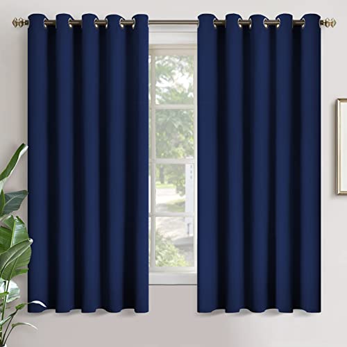 Image of YoungsTex 70 Inches Width Blackout Curtains for Bedroom - Thermal Insulated Drapes with Grommet Room Darkening Privacy Protection for Living Room Window, 2 Panels, 70 x 63 Inch, Navy