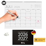 Finoly Wandkalender 2026 2027 auf Deutsch von Januar 2026 Juni 2027 (18 Monate) | Kalender 2026 Wand für Zuhause Büro | 2026 Wandkalender Ideal als Familien- oder Paarkalender