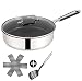 Produktbild Tefal H80533 Jamie Oliver Edelstahl Schmorpfanne Sautepfanne 25cm+ Glasdeckel, Induktion Pfanne mit Antihaftbeschichtung, Bratpfanne auch für Induktionsherd, inkl Pfannenwender + Pfannenschoner