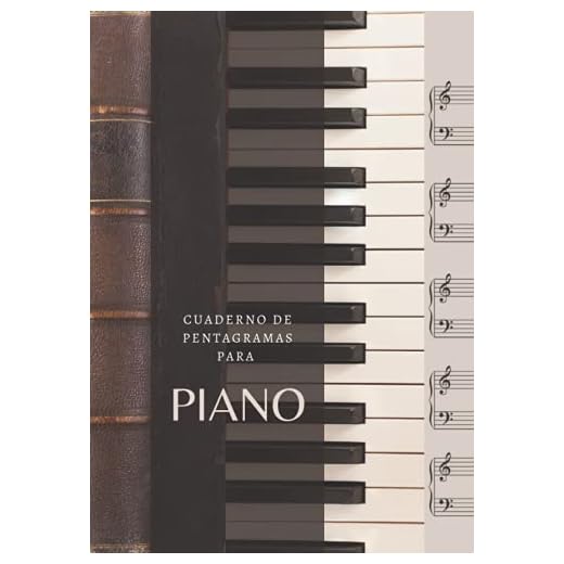 Cuaderno de pentagramas para piano: Libreta con papel pentagramado para escritura musical, pauta de 5 sistemas en clave de sol y fa. Tamaño A4,