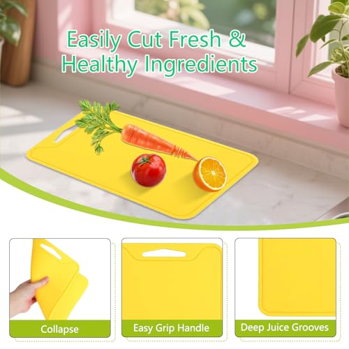 Jerliflyer Planche à Découper Silicone, Planche à Petit-déjeuner Antidérapante, 11,8 x 8,7in Sans BPA, Compatible Lave-vaisselle, Planches de Cuisine Fruits Viande Pain (Jaune) – vue 7