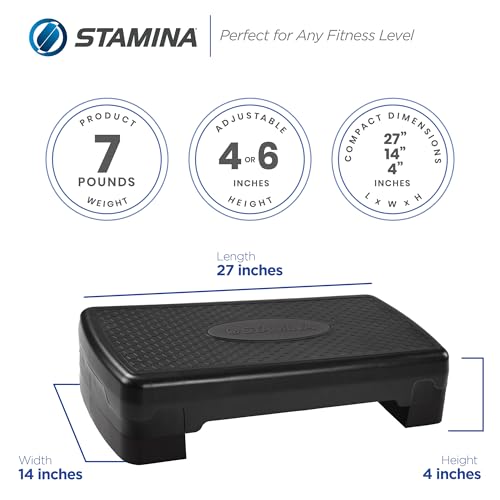 Stamina Aerobic Step with Portable and Lightweight Construction for Fitness, Sports, and Outdoor and Indoor Recreation, Black/Gray - Thumbnail 3
