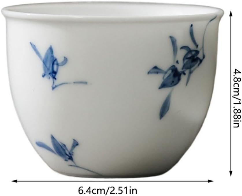 GSOUL Kungfu Tea cup Household Jar Cup Hand-painted Butterfly Orchid Tea Single Personal Host Ceramic Kung Fu Set Small Tea Cups