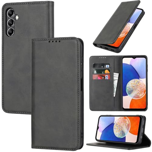 �Ή� Galaxy a14 5g �P�[�X �蒠�^ �X�}�z�P�[�X �T���X�� �M�����N�V�[a14 �J�o�[ �蒠�^ �J�[�h�X���b�g�A�L�b�N�X�^���h ���U�[(�u���b�N)