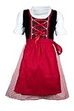 viele tolle Farben wählbar MS-Trachten Kinder Dirndl Julia Samtdirndl Festkleid 3 teilig (152, schwarz rot)