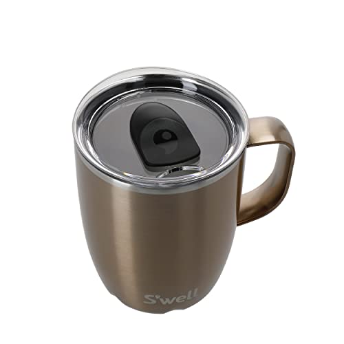 S'well Mug with Handle, Pyrite, 350ml. Vacuum Insulated Stainless Steel Travel Mug with Handle - Image 3
