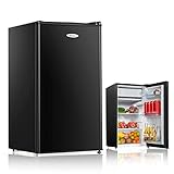 COSTWAY 91L Kühlschrank mit Gefrierfach Standkühlschrank mini Kühlschrank Gefrierschrank Kühl-Gefrier-Kombination Schwarz