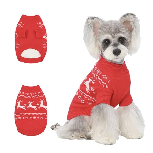 Image of Christmas Dog Sweaters for Small Medium Large Dogs Classic Turtleneck Holiday Xmas Pet Clothes Cozy Stretchy Sweater for Chihuahua, Bulldog, Dachshund, Pug Medium