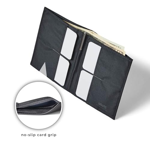 Allett Coin Wallet 2.0, Onyx Black | Leather, RFID Blocking, Velcro Pocket, Slim, Minimalist, Bifold, Water Resistant, Thin, Front Pocket | Holds 4-24 Cards, Flat Bills & Receipts3