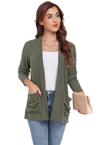 Image of GRECERELLE Womens Long Sleeve Lightweight Open Front V-Neck Casual Cardigan Sweaters Outerwear with Pockets 2025, S-2XL