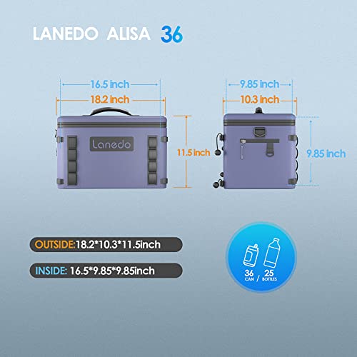 Lanedo Soft Cooler 36 Can 25 Botters, Insulated Bag Portable Ice Chest Box For Lunch, Beach, Drink, Beverage, Travel, Camping, Picnic, Car, Trips, Floating Cooler Leak-Proof (Gray) #TOP1