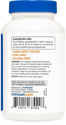 Image of Nutricost Folic Acid (Vitamin B9) 1000 mcg, 240 Capsules (3 Bottles)