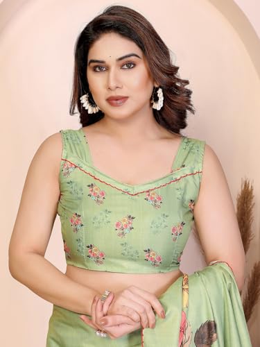 Image of Satrani Women's Tussar Silk Floral Printed Saree with Unstitched Blouse Piece