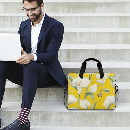 Bolsa portátil para laptop 15.6 pulgadas con asas y correa amarilla miniatura 3