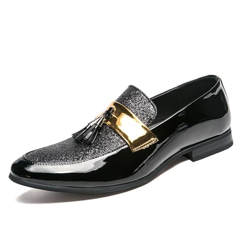 Dress Shoes for Men Men's Black Gold Leather Flat Casual Shoes for Everyday Wear