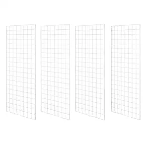 NEESEEYEE Heavy Duty Commercial Grade Gridwall Panels Grid Panel for Any Retail Display, 2 Width x 5 Height, 4 Gridwall Panels Per Carton (White Finish)