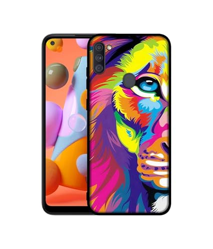 Image of Lion Design Premium 2D Printed Metal Back Case Cover for Samsung Galaxy A11 4G / M11 4G