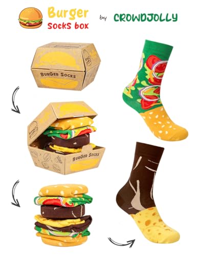 Image of Funny Donut Burger Food Socks Box, Crazy Socks for Women Teen Girls, Birthday Christmas Stocking Stuffers Gag Gifts